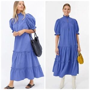 Tuckernuck Pomander Place Selena Cotton Maxi Dress in Blue Size M